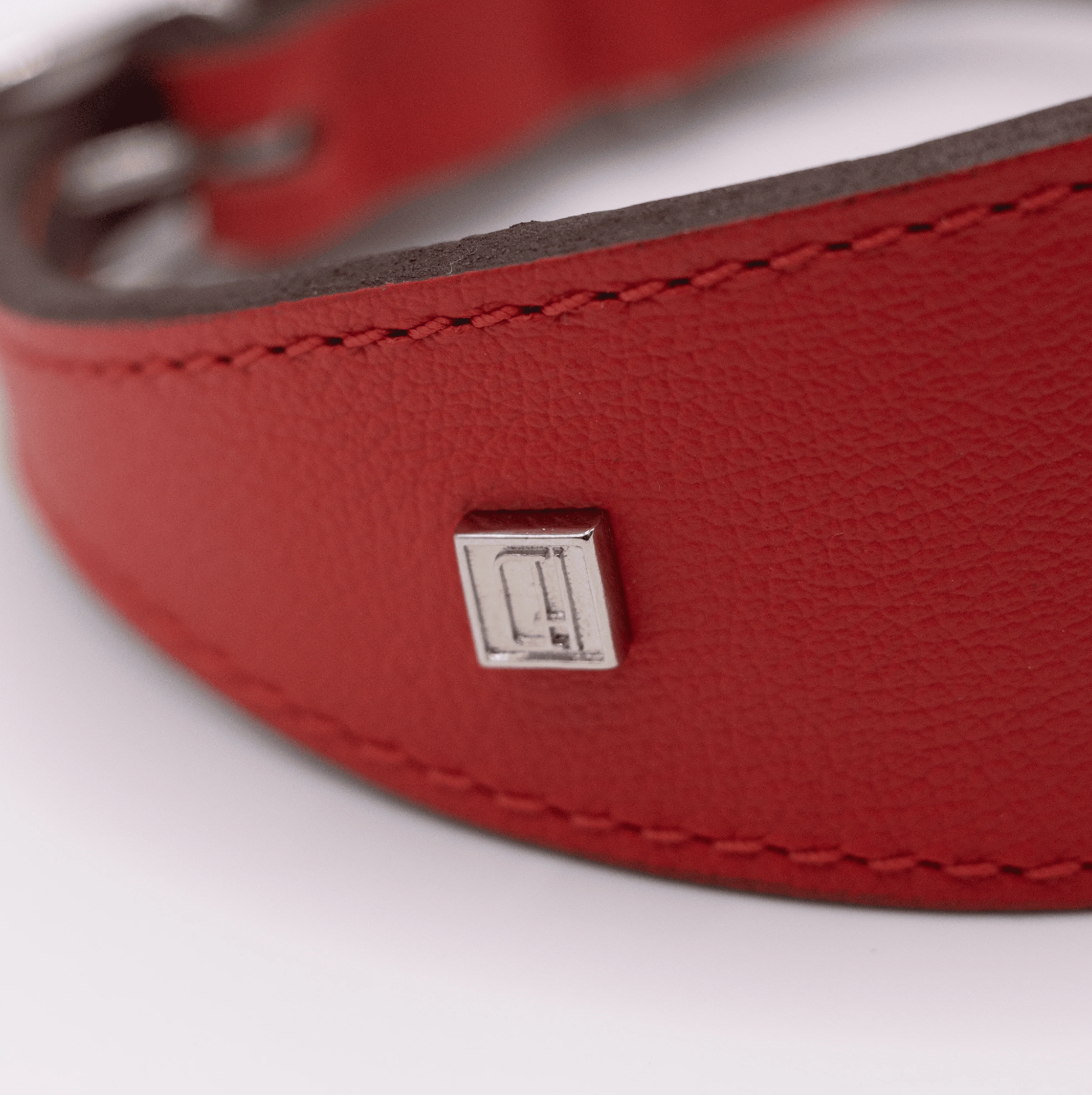 Soft Leather Hound Collar Red