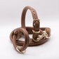 Rolled Soft Leather Dog Collar and Lead Set Tan