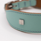 Flat and Wider Soft Leather Dog Collar Aqua