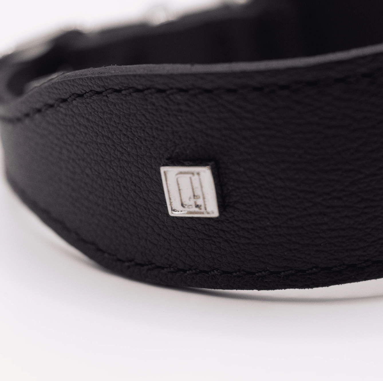 Flat and Wider Soft Leather Dog Collar Black