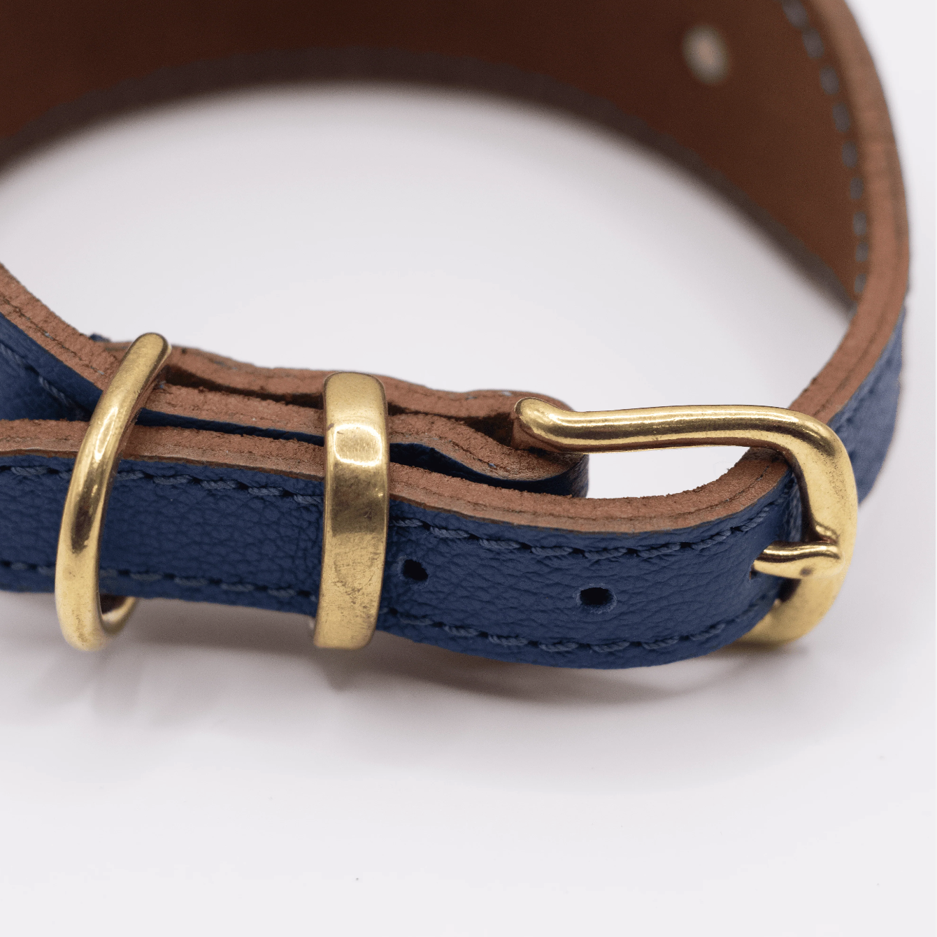 Flat and Wider Soft Leather Dog Collar Electric Blue