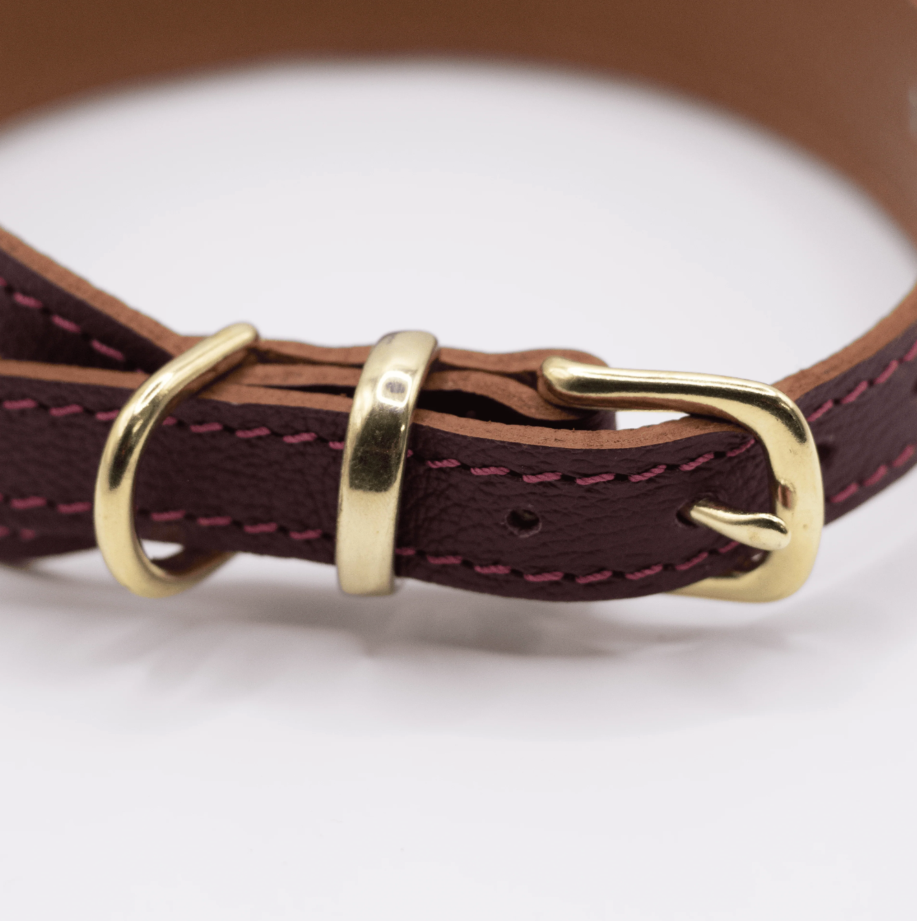 Flat and Wider Soft Leather Dog Collar Merlot