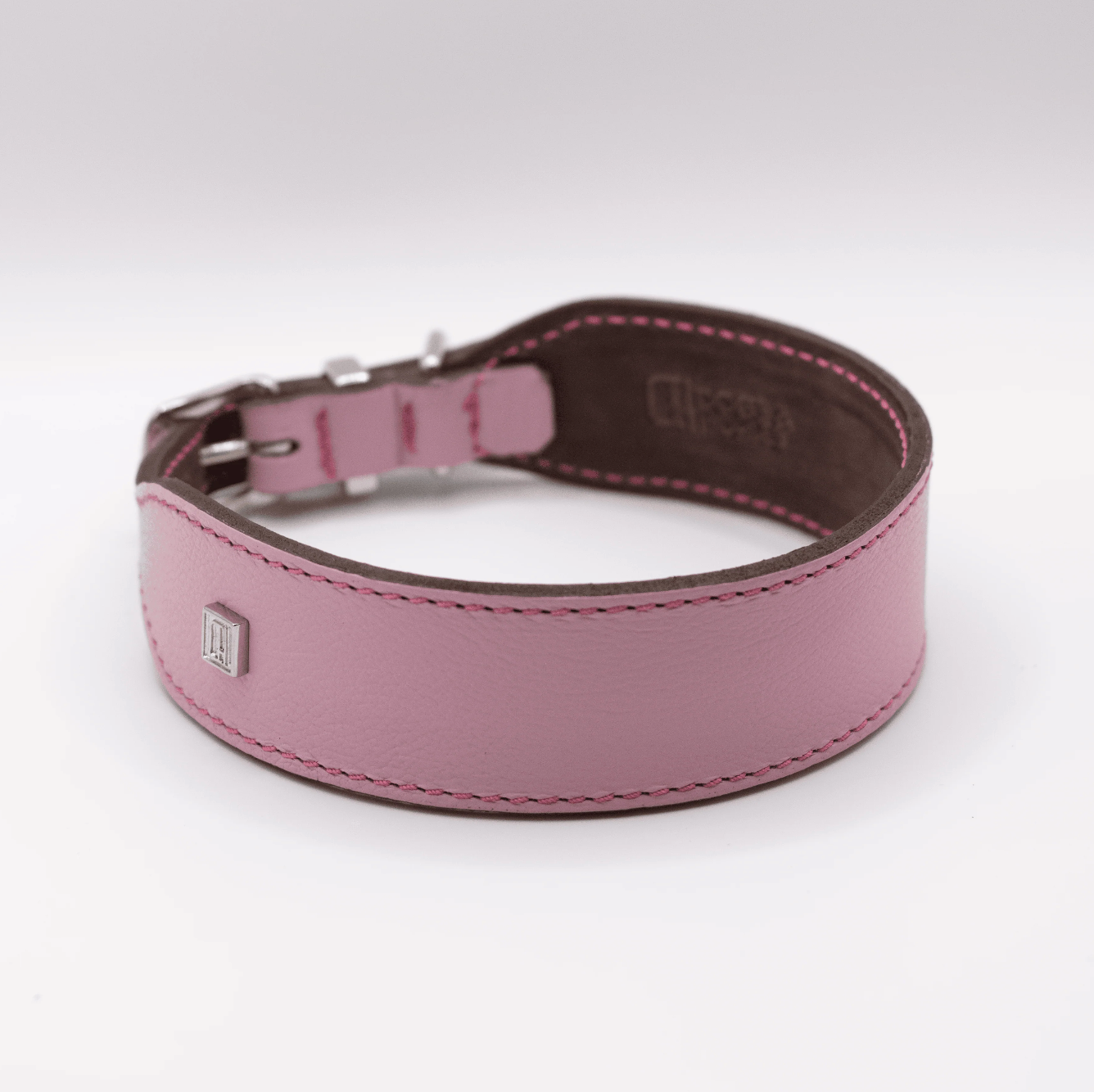 Flat and Wider Soft Leather Dog Collar Pink