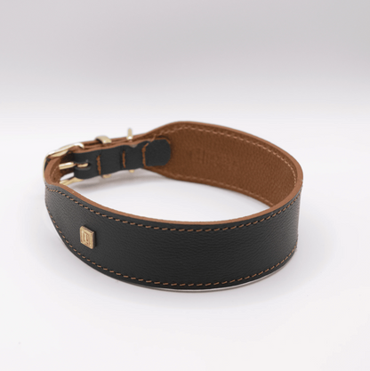 Flat and Wider Soft Leather Dog Collar Racing Green