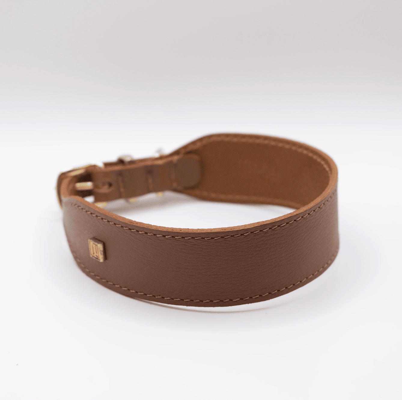 Flat and Wider Soft Leather Dog Collar Tan