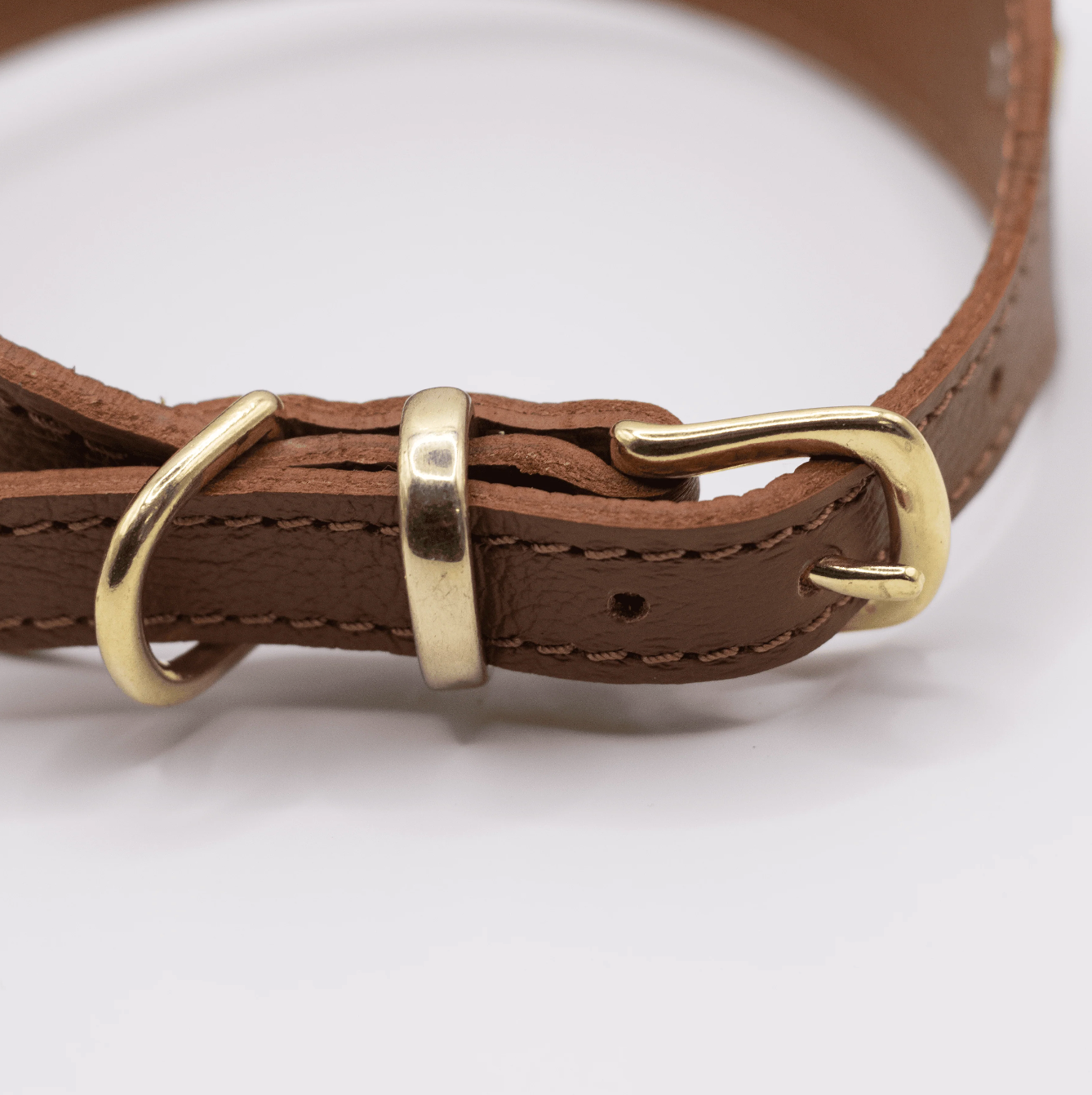 Flat and Wider Soft Leather Dog Collar Tan