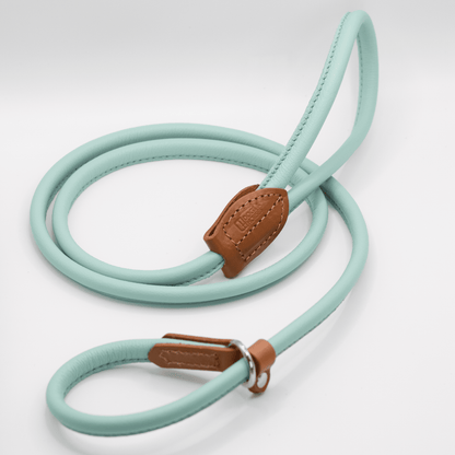 D&H Rolled Soft Leather Slip Lead Aqua