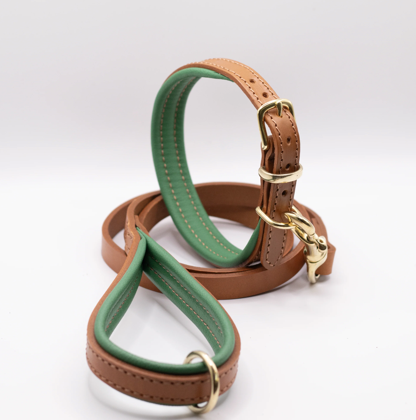 Padded Leather Dog Collar and Lead Set Clover