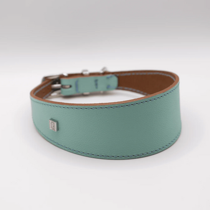 Soft Leather Hound Collar Aqua