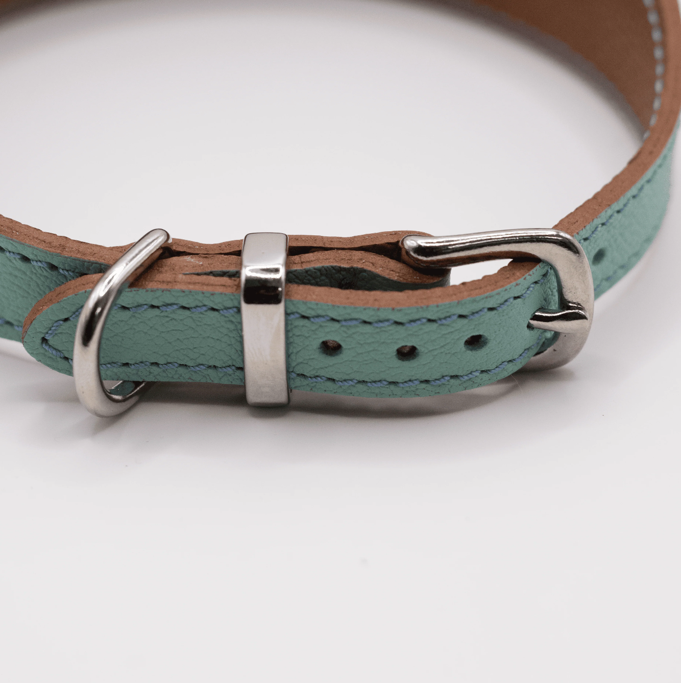 Soft Leather Hound Collar Aqua