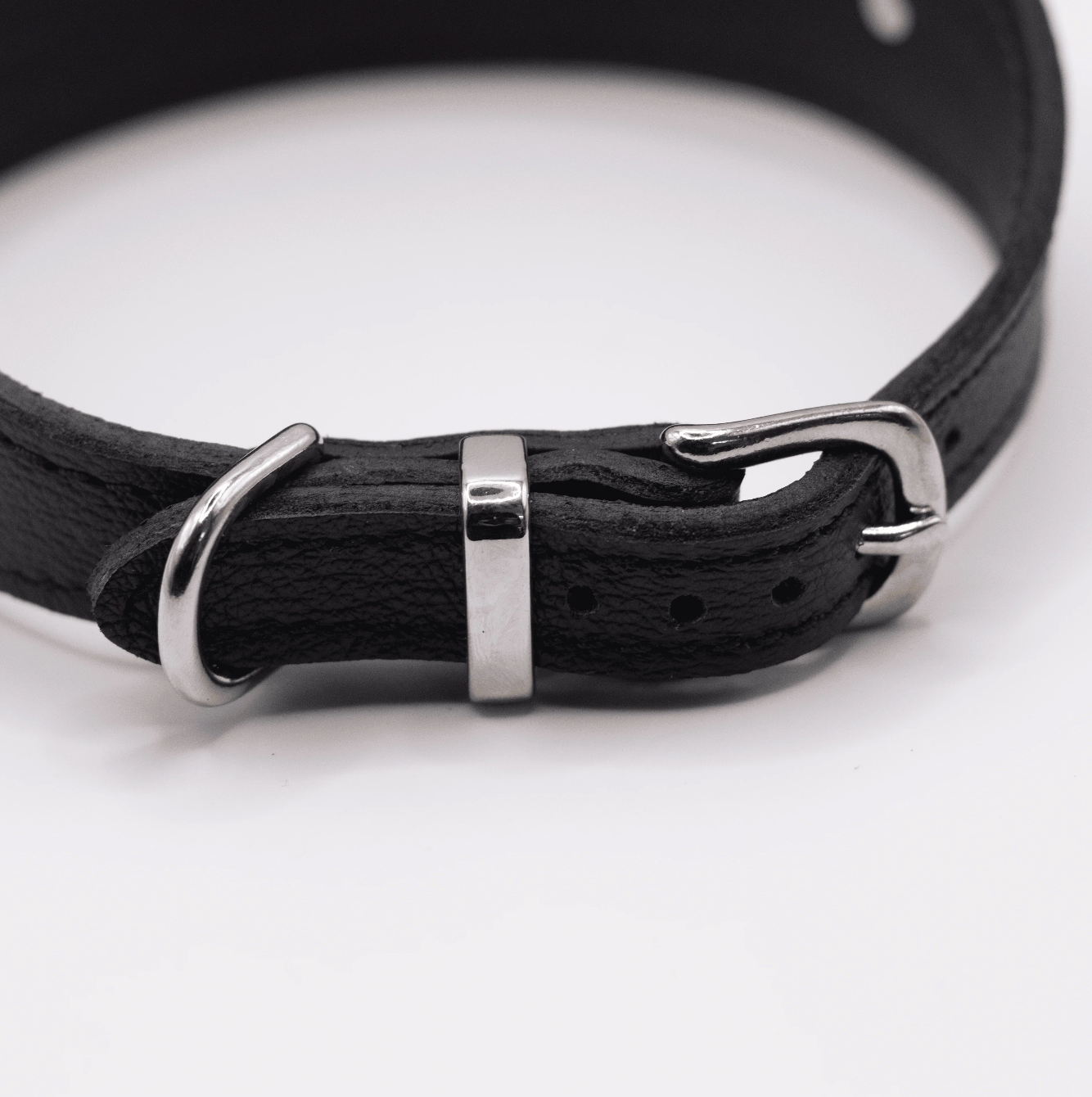 Soft Leather Hound Collar Black