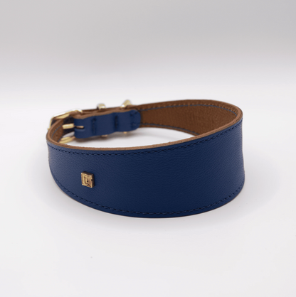 Soft Leather Hound Collar Electric Blue