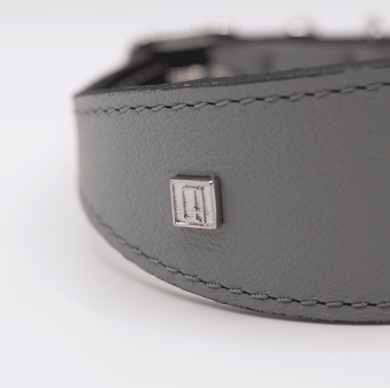 Soft Leather Hound Collar Grey