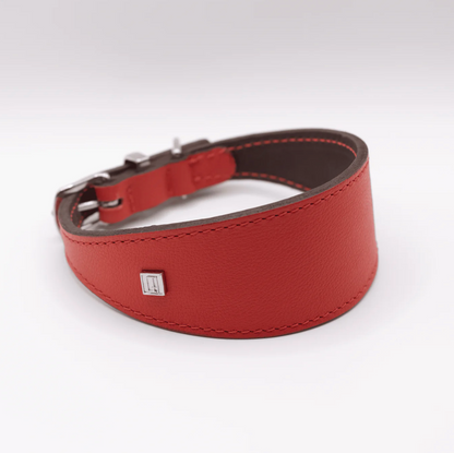 Soft Leather Hound Collar Red